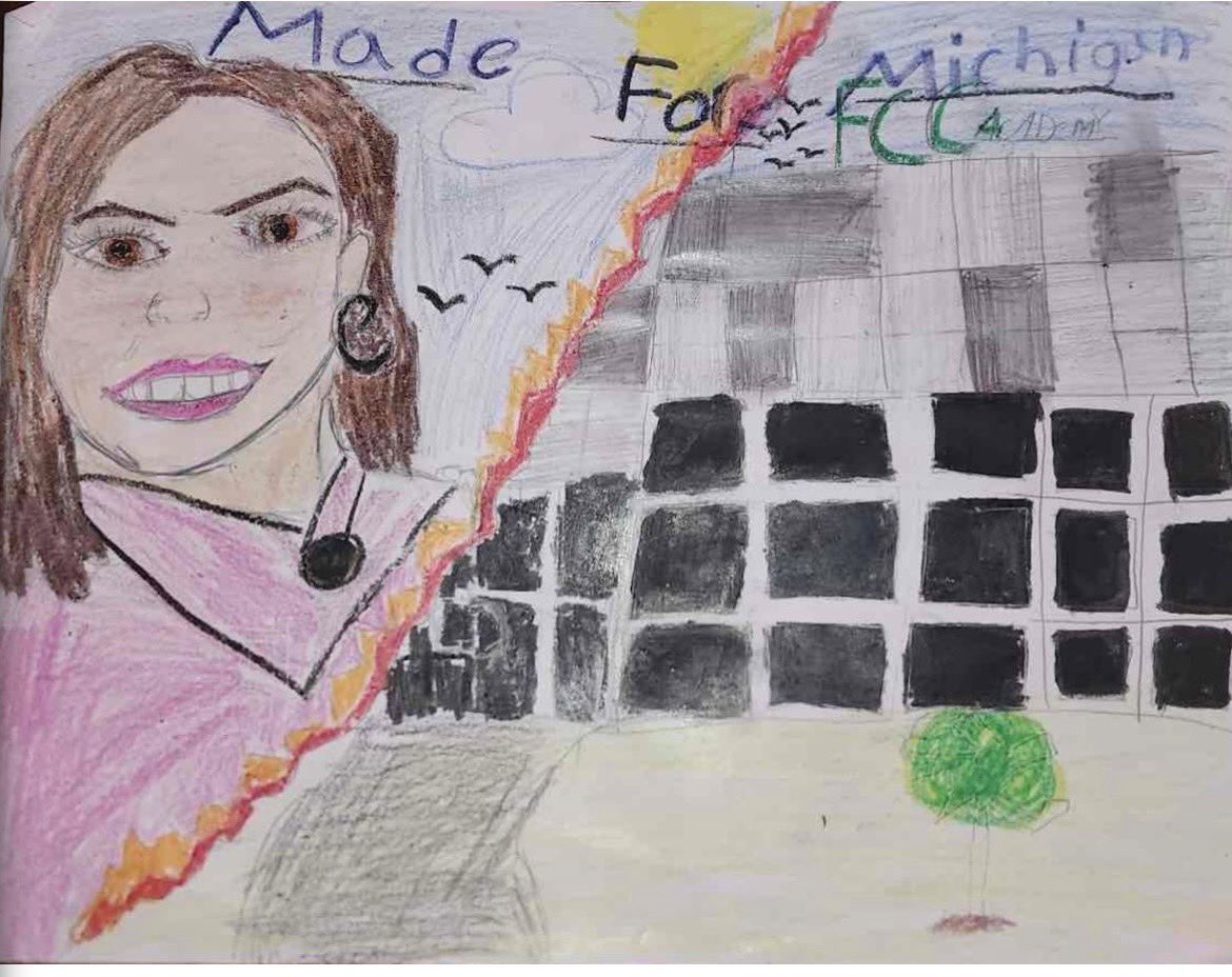 fccacademy's tweet image. FCCA students participated in an Art Contest presented by the MI Public School Academies celebrating MI Charter Schools. Students created pieces incorporating FCCA, the Capitol, @GovWhitmer & @mayorneeley along with things students love about the state of Michigan and our school!