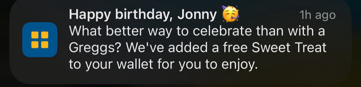 It’s not my birthday, I lied to the app. What a lovely surprise for me!