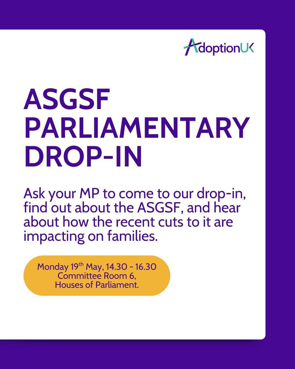 ASGSF_protest (@asgsf_protest) on Twitter photo With thanks to <a href="/AdoptionUK/">Adoption UK</a>
for organising this drop-in for our MPs. And thanks to Adoption UK for inviting the four of us to attend and speak up for our community.
Your voice matters – and so do the voices of our MPs.
The ASGSF is a lifeline – and they need to hear how the With thanks to <a href="/AdoptionUK/">Adoption UK</a>
for organising this drop-in for our MPs. And thanks to Adoption UK for inviting the four of us to attend and speak up for our community.
Your voice matters – and so do the voices of our MPs.
The ASGSF is a lifeline – and they need to hear how the