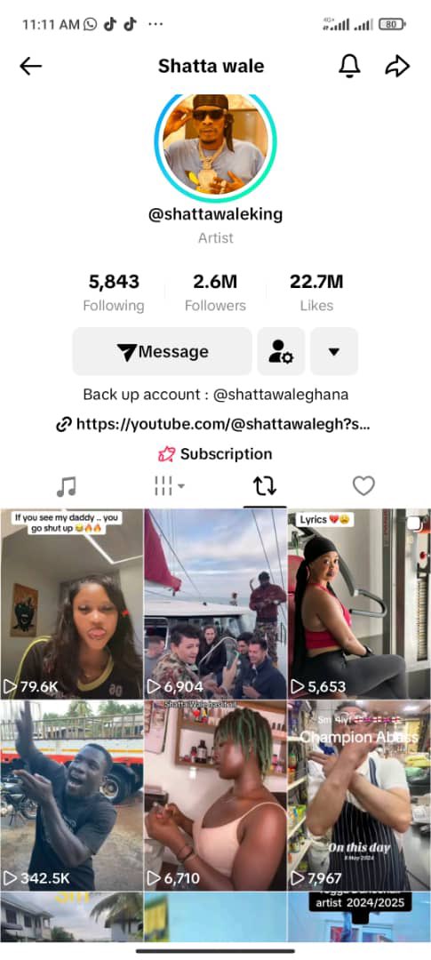 .<a href="/shattawalegh/">SHATTA WALE</a> reposted my video on TikTok, thank u father 🙏🙏🙏💙❤️