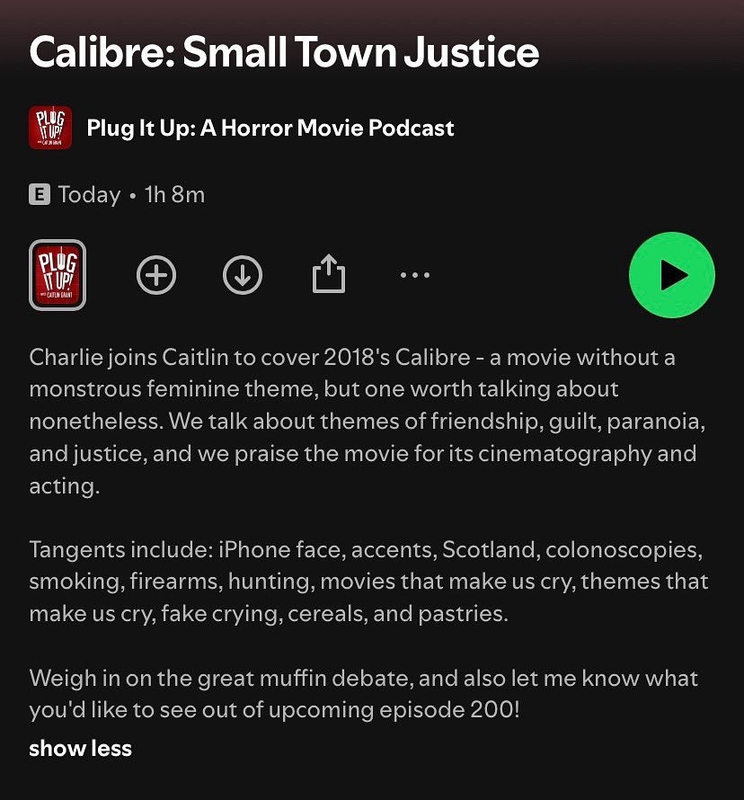 Calibre day is here! Thanks to Charlie for joining 🦌 #horror