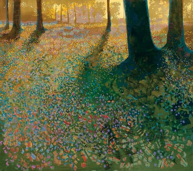 Ton Dubbeldam 
The light here is terrific.  
I love his paintings and post them often but not as much as I did when I started here and found him.  
Dutch painter.   Inspired by Klimt