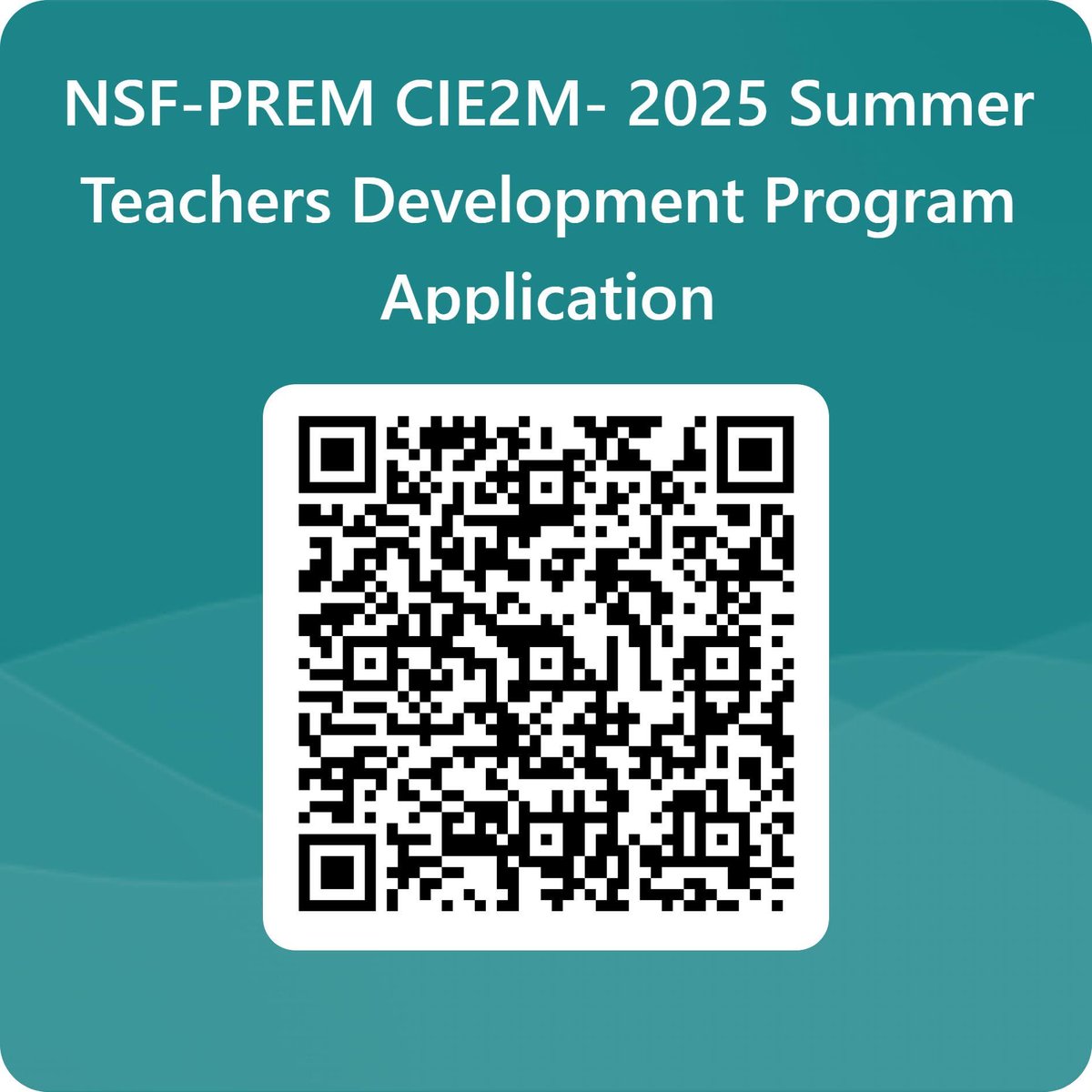 J. Del Pilar (@jdelpilarphd) on Twitter photo Solicita al Programa de verano de maestros del Proyecto NSF-PREM CIE2M. Aprende sobre Energía renovable, Materiales y Electroquímica y llévalo al salón de clase. Estipendio disponible. Accede a la solictud utilizando el código QR a continuación. <a href="/Eramospares/">Eliezer Ramos Parés</a> <a href="/EDUCACIONPR/">Dpto. de Educación</a> Solicita al Programa de verano de maestros del Proyecto NSF-PREM CIE2M. Aprende sobre Energía renovable, Materiales y Electroquímica y llévalo al salón de clase. Estipendio disponible. Accede a la solictud utilizando el código QR a continuación. <a href="/Eramospares/">Eliezer Ramos Parés</a> <a href="/EDUCACIONPR/">Dpto. de Educación</a>