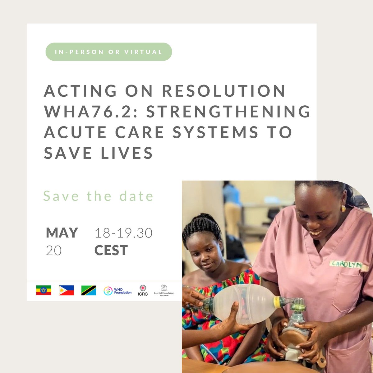 WFPICCS (@wfpiccs) on Twitter photo Save the Date & join the ACAN Side Event at the World Health Assembly‼️
🗓May 20 | 18:00–19:30 CEST
📍In-person - ICRC Museum, Geneva, CH
💻Online
🔗 Learn more about this free session & register here👉 fpc.laerdal.com/wha-2025
#PedsICU #PEM #GlobalHealth
<a href="/LaerdalGH/">Laerdal Global Health</a> Save the Date & join the ACAN Side Event at the World Health Assembly‼️
🗓May 20 | 18:00–19:30 CEST
📍In-person - ICRC Museum, Geneva, CH
💻Online
🔗 Learn more about this free session & register here👉 fpc.laerdal.com/wha-2025
#PedsICU #PEM #GlobalHealth
<a href="/LaerdalGH/">Laerdal Global Health</a>
