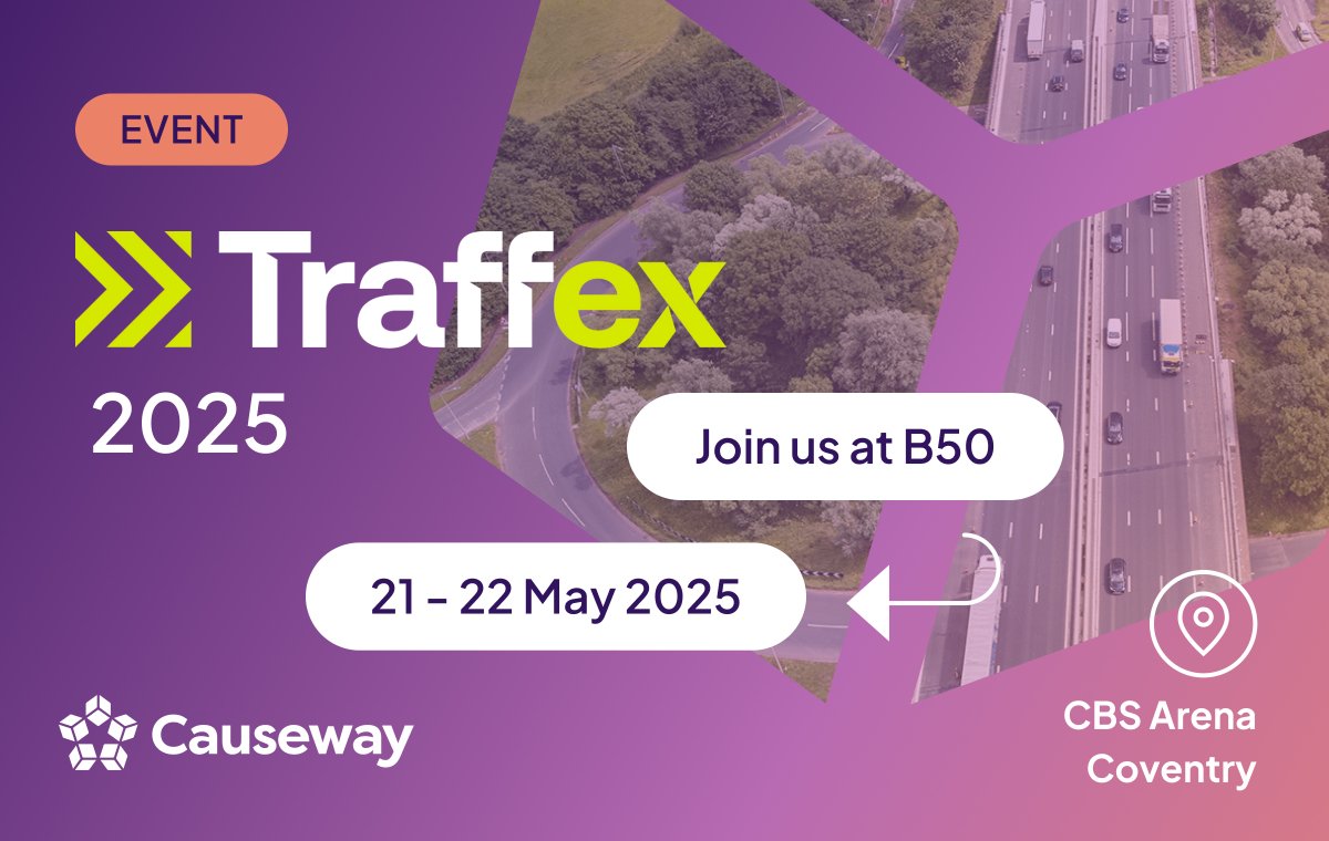 🚦 We’re hitting the road for <a href="/Traffex/">Traffex</a> 2025! 🚦

Find us at Stand B50 to see how we're helping highway authorities make smarter, safer and more efficient decisions through connected data.

🎤 Plus, don’t miss Simon Morgan on stage both days.

Register👉 traffex.com