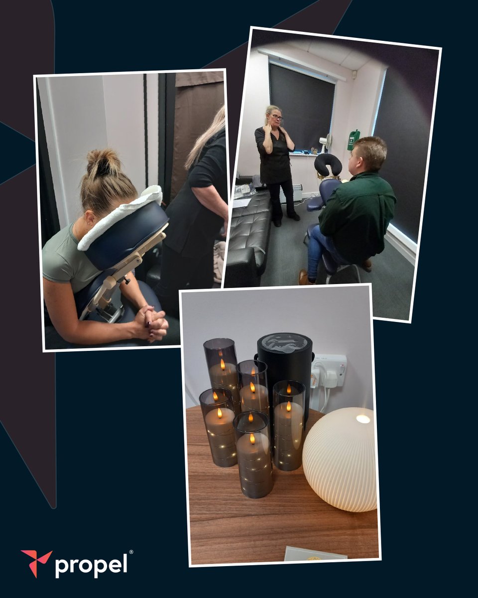 Even in a busy week, a little self-care goes a long way. Last week, our Newport office hosted relaxing massages in the Wellness Room - complete with candles and blackout blinds. Thanks to Sarah-Jayne Porsmoguer for the well - earned moment of calm! #TeamPropel #Wellbeing