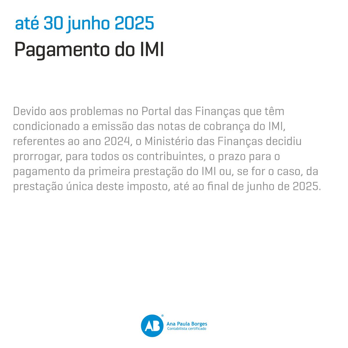 AnaBorgesTOC's tweet photo. ⚠️Prorrogado até dia 30 de junho o prazo para o pagamento da primeira prestação do IMI ⚠️
💻Não se esqueça❗
#abtoc #contabilidade #fiscalidade #consultoria #sociedade #trabalhadorindependente #sujeitopassivo #dilema #ajuda #solucao #agendafiscal #prorrogado #imi #at https://t.co/0YhkSDSMFQ