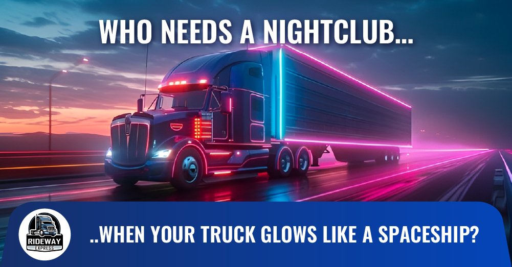 RIDEWAYExpress's tweet photo. 💃 Who Needs a Nightclub When Your Rig Glows Like This? 🌈🚛
#RIDEWAY #owneroperator #cdldriver #cdljobs #instantpay #owneroperatorlife #truckinglife #truckingindustry #truckdrivers #logistics #freight #transportation #truckerlife #drivingjobs #truckerswanted #independentdrivers https://t.co/bhMuBFzANi