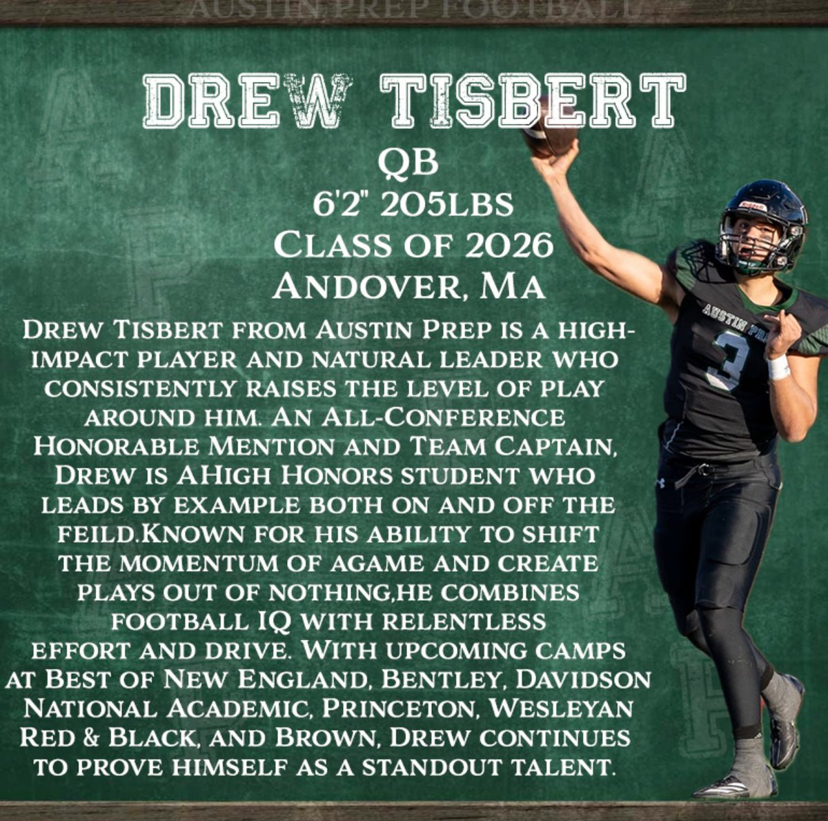 Spring Spotlight 🔦
<a href="/DrewTisbert/">Drew Tisbert</a> 
QB
Class of 2026
6'2" 205lbs
hudl.com/video/3/183897…