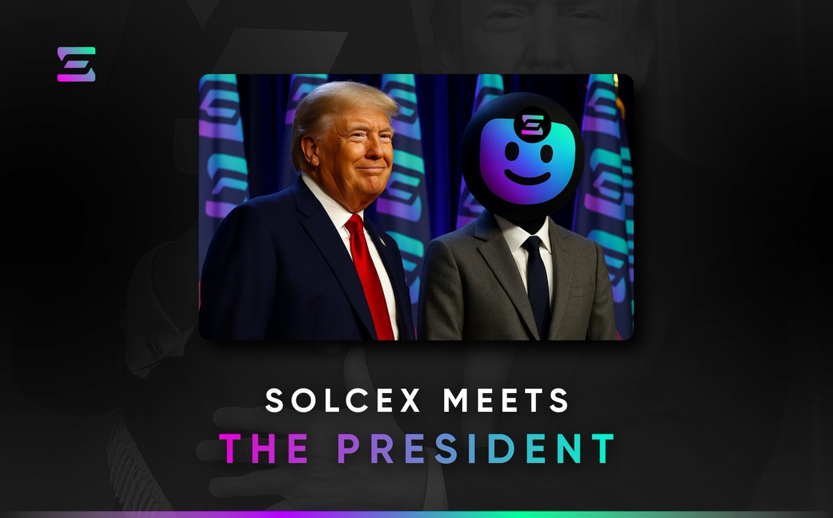 Exciting news 🔥

The SolCex team is thrilled to announce we'll be dining with President Trump <a href="/realDonaldTrump/">Donald J. Trump</a> on May 22 at the Gala Dinner in Washington, D.C 🔥

We are excited to discuss the future of crypto with the President 🤝