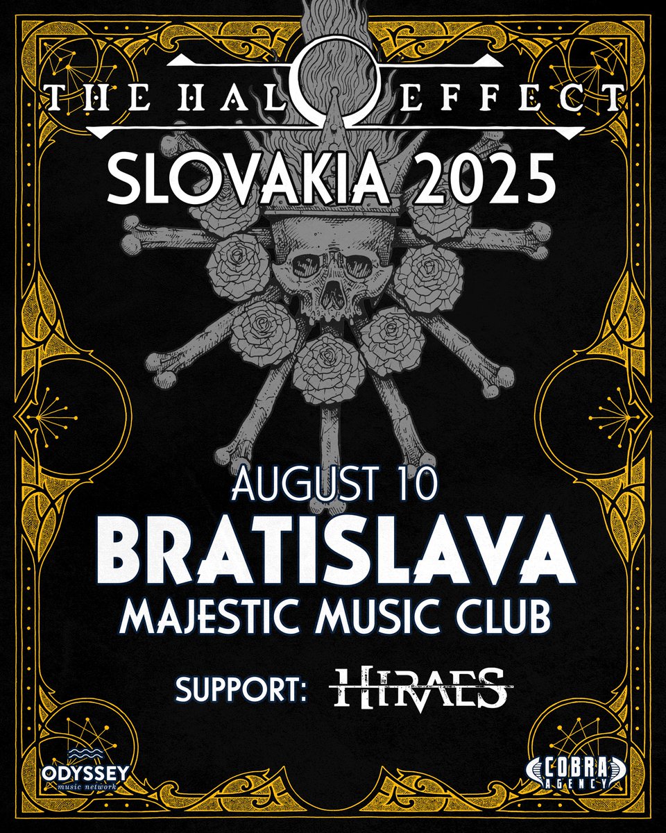 Halos of Bratislava! We can’t wait to share an unforgettable night with you on August 10th alongside the mighty Hiraes! 🤘💚

Grab your tickets now at thehaloeffect.band/tour

#TheHaloEffect