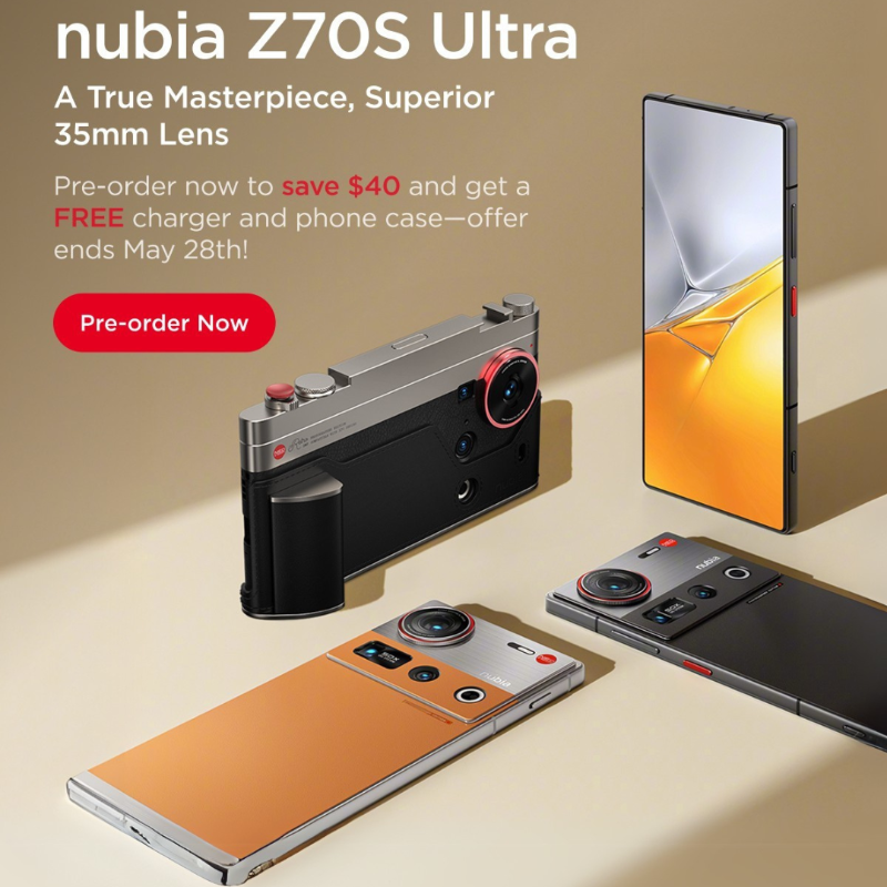 nubiasmartphone's tweet photo. 🚨 Pre-orders for the #nubiaZ70SUltra are LIVE!

Get $40 OFF + FREE charger &amp; case when you order now on https://t.co/5wREK43phW

Offer ends May 28 — don’t miss it!