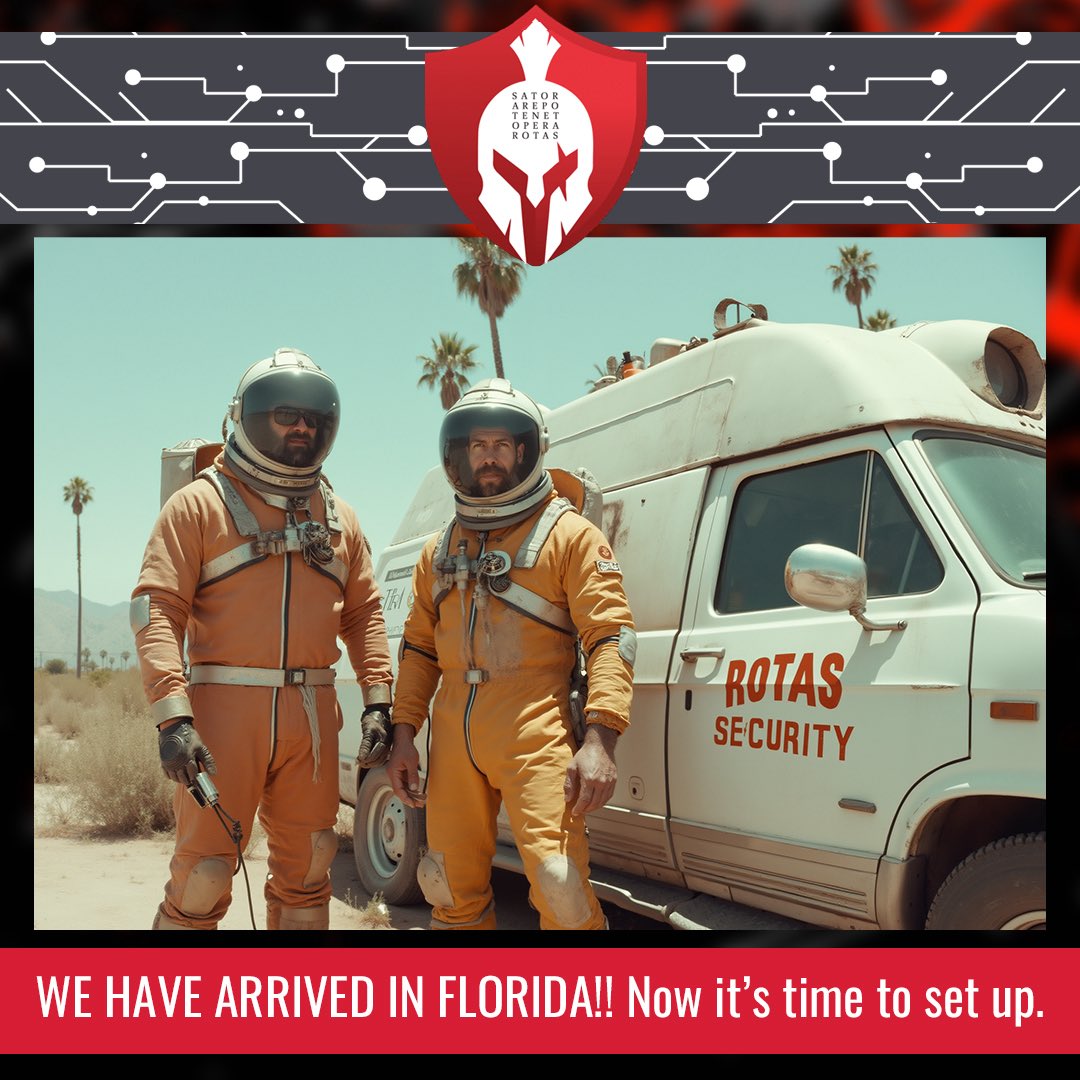 rotassec's tweet image. We are getting ready for a great day at Kennedy Space Center. Stop by and see the Rotas army! We may or may not be wearing space suits for real. #hackspacecon #cybersecurity