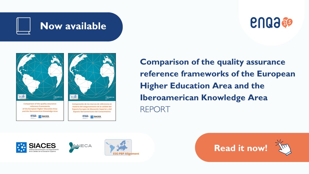 A new report was published recently exploring similarities and differences between the ESG and SIACES' Principles of Good Practice, coordinated by ANECA, with inputs from ENQA and SIACES and a number of QA agencies from the #EHEA and the EIC.

➡️enqa.eu/publications/c…