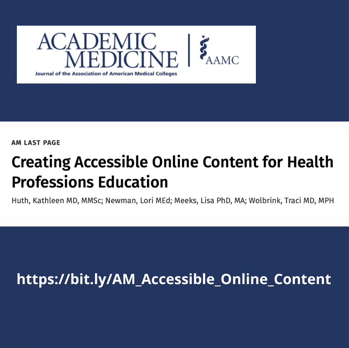 The DocsWithDisabilities Initiative (@docswith) on Twitter photo 🌟Nearly 6% of medical learners disclose disabilities!
Our new paper in <a href="/AcadMedJournal/">Academic Medicine</a> explores how to create accessible online education for health professions. Let’s make #MedEd inclusive for all!
bit.ly/AM_Accessible_… 🌟Nearly 6% of medical learners disclose disabilities!
Our new paper in <a href="/AcadMedJournal/">Academic Medicine</a> explores how to create accessible online education for health professions. Let’s make #MedEd inclusive for all!
bit.ly/AM_Accessible_…