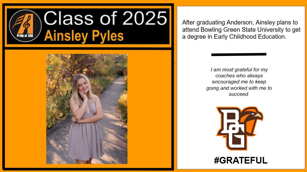 Anderson Band Senior Spotlight #13 - Ainsley Pyles! 26 SENIORS in 13 days . . . We are going to miss these young men and women and their leadership SO MUCH, but can not WAIT to see what they will offer the world!  #AndersonPride #GRATEFUL <a href="/AndersonRaptors/">Anderson High School</a> <a href="/FHSDMusic/">Forest Hills Music</a>
