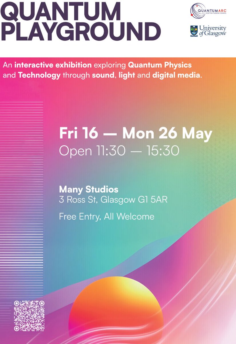 Quantum ARC (@arc_quantumtech) on Twitter photo 📢 Quantum Playground Exhibition!
This free event explores quantum physics and technology through sound, light, and digital media.
📍 <a href="/manystudios/">Many Studios</a>
📅 Friday 16 - Monday 26 May
👉 Exhibition tickets: bit.ly/4mfrGPQ
🎉 Launch event tickets: bit.ly/3ZiHM15 📢 Quantum Playground Exhibition!
This free event explores quantum physics and technology through sound, light, and digital media.
📍 <a href="/manystudios/">Many Studios</a>
📅 Friday 16 - Monday 26 May
👉 Exhibition tickets: bit.ly/4mfrGPQ
🎉 Launch event tickets: bit.ly/3ZiHM15