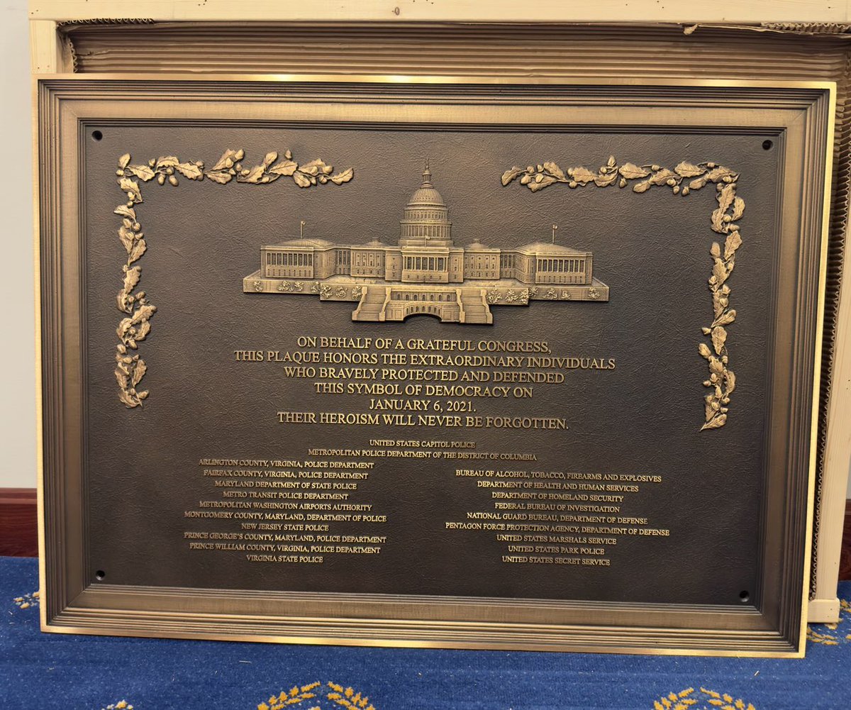 Police are being honored this week in Washington with services and ceremonies.   But on Capitol Hill… the plaque to honor Jan 6 police heroes has still not been hung. 

Despite federal law requiring it to be hung by 2023
