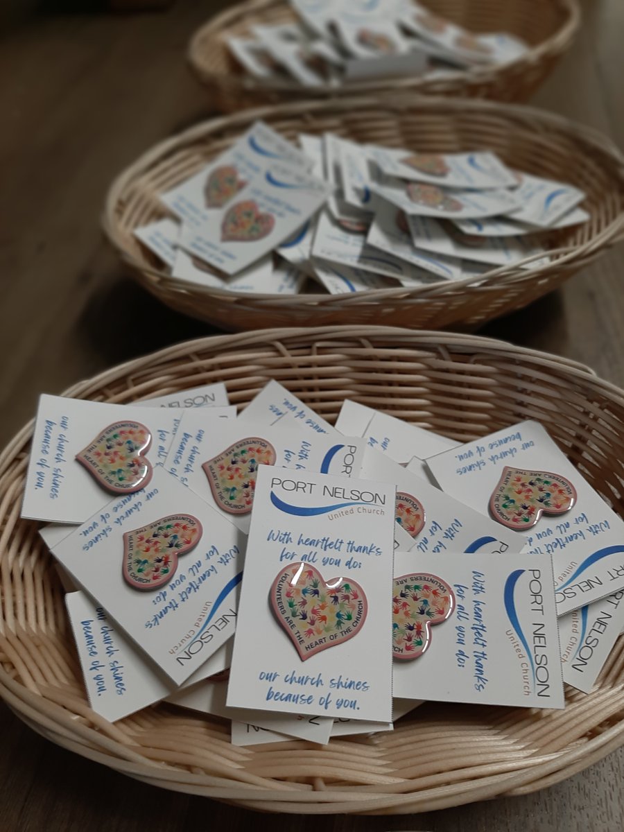 Two Sundays ago, we gave these pins to many of the wonderful volunteers who make Port Nelson the great place it is.
Interested in volunteering? 
You can learn more about our many ministries and how they help Port Nelson and the community around us: portnelson.ca