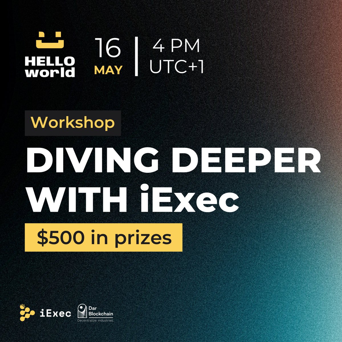 Session 2 of the <a href="/iEx_ec/">iExec RLC</a>  “Hello World” Workshop is LIVE!

We’re diving deeper into decentralized cloud computing this Friday (16/05/2025) at 4 pm UTC+1 and it's about to get 🔥
🧵