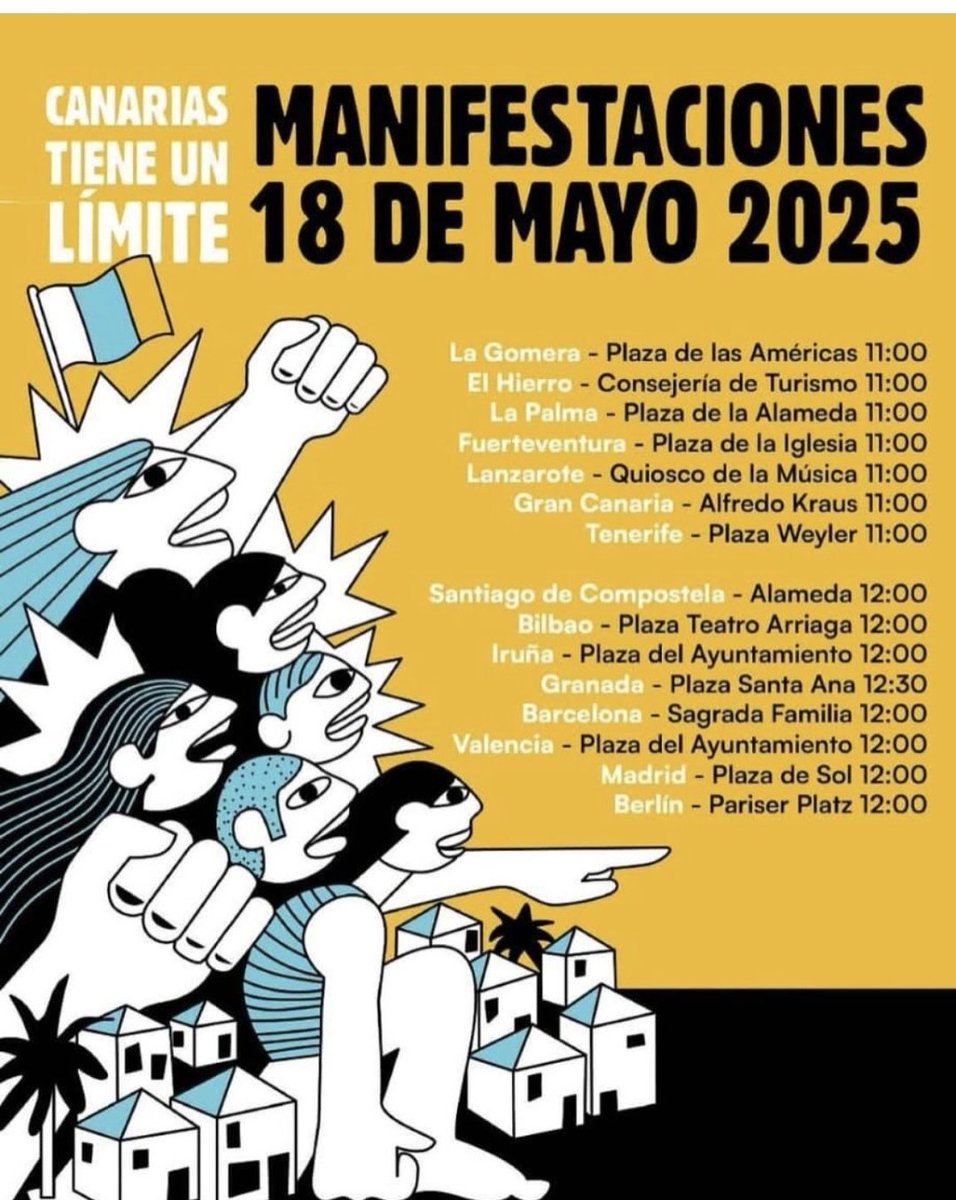 Para mi gente de Euskal Herria: este domingo si estás por Bilbo o Iruña te puedes acercaral Teatro Arriaga y a la Plaza del Ayuntamiento para apoyar la iniciativa "Canarias tiene un límite" , saldrán manifestaciones desde todas las islas. Se han sumado otras ciudades del Estado