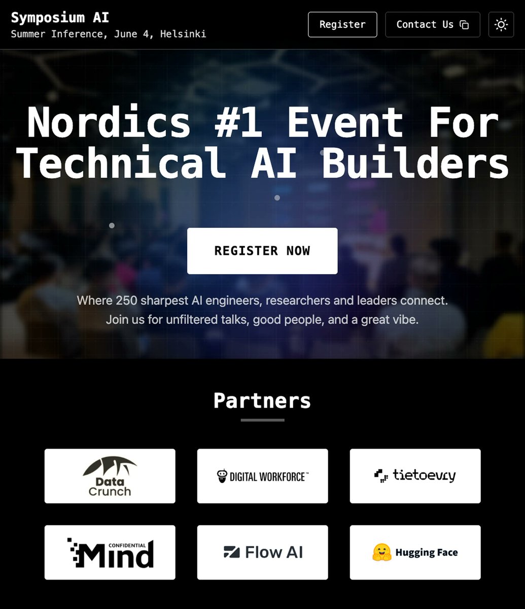 250 top AI engineers, researchers, and builders – all in one room in Helsinki 🔥

Symposium AI's Summer Inference on June 4 is one of the few events truly designed for the technical AI community.

That’s why it's also the first event we at <a href="/flowaicom/">Flow AI</a> have ever sponsored. Having