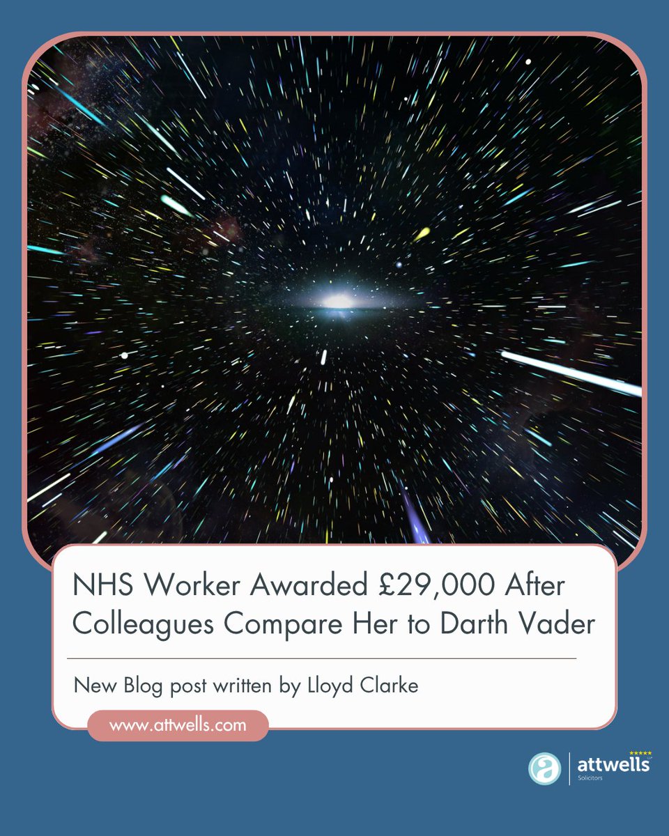 An NHS employee just secured £29,000 in compensation after colleagues repeatedly likened her to Darth Vader.

attwells.com/nhs-worker-awa… 

#NHSWorkerAwarded29000AfterColleaguesCompareHerToDarthVader #NHSWorker #DarthVader #WorkplaceHarassment #Compensation #EmploymentLaw