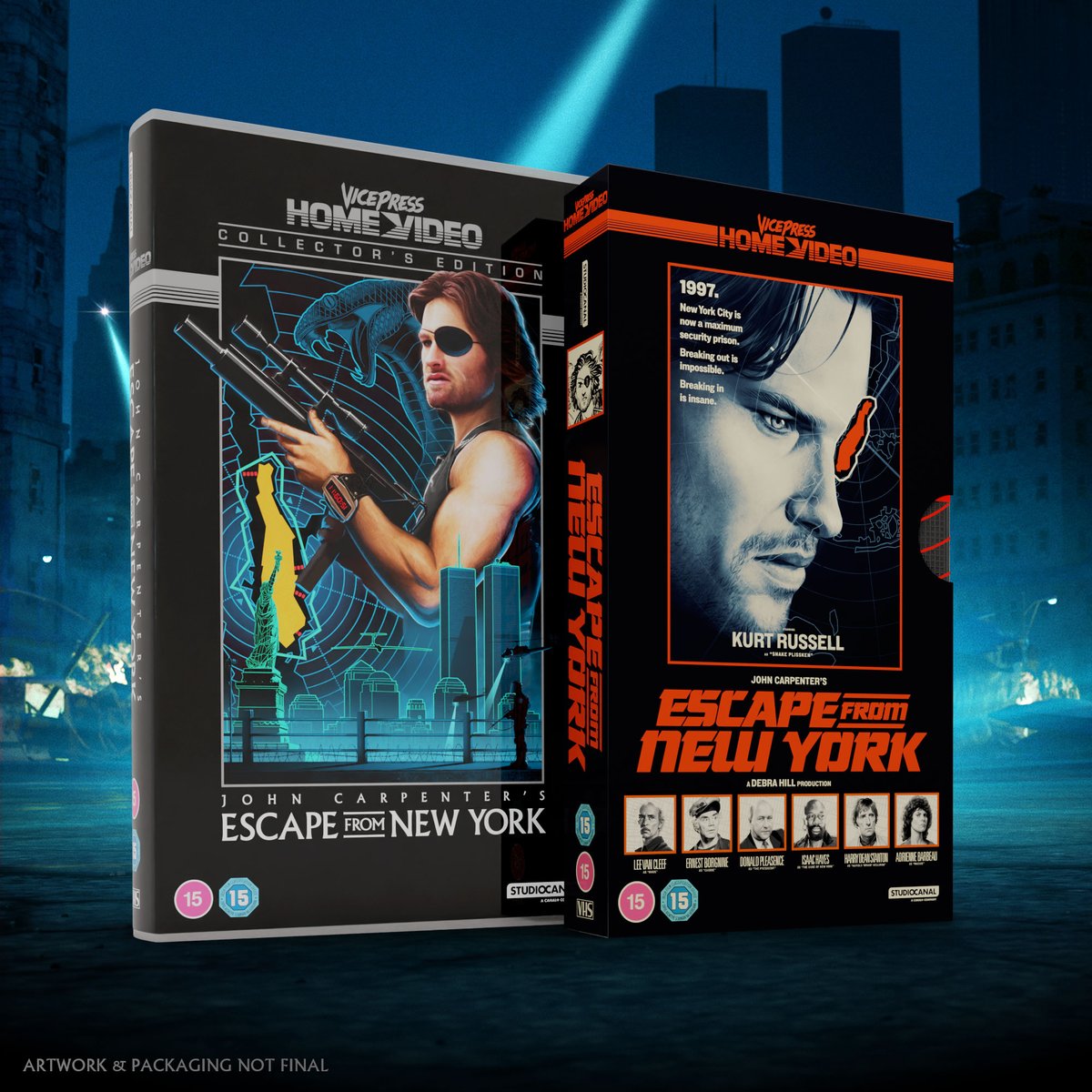VicePressNews's tweet image. Vice Press Home Video Presents - John Carpenter's Escape From New York
Available on VHS, along with new 24x36 inch posters by @PhantomCityCrtv, & original Theatrical One-Sheet poster.
Available this Thursday at 6pm UK time
More info - vice-press.com/blogs/news/vic…