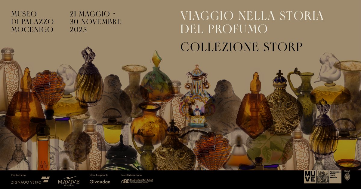 VIAGGIO NELLA STORIA DEL PROFUMO
Palazzo Mocenigo, Venezia | 21 maggio – 30 novembre 2025
Una selezione della Collezione Storp racconta l’evoluzione del profumo attraverso flaconi iconici, simbolo di stile, arte e identità. Un viaggio sensoriale nel cuore della storia olfattiva.
