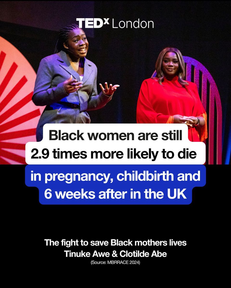 TEDxLondon (@tedxlondon) on Twitter photo Black women are still 2.9 times more likely to die in childbirth, pregnancy and 6 weeks after birth.
Co-founders of <a href="/fivexmore/">Fivexmore_</a>, <a href="/TinukeAwe/">Tinuke Awe</a> & Clotilde Abe are determined to change the disparities in care faced by Black Women. Watch their talk for more: youtube.com/watch?v=AWlnN1⦠Black women are still 2.9 times more likely to die in childbirth, pregnancy and 6 weeks after birth.
Co-founders of <a href="/fivexmore/">Fivexmore_</a>, <a href="/TinukeAwe/">Tinuke Awe</a> & Clotilde Abe are determined to change the disparities in care faced by Black Women. Watch their talk for more: youtube.com/watch?v=AWlnN1ā¦