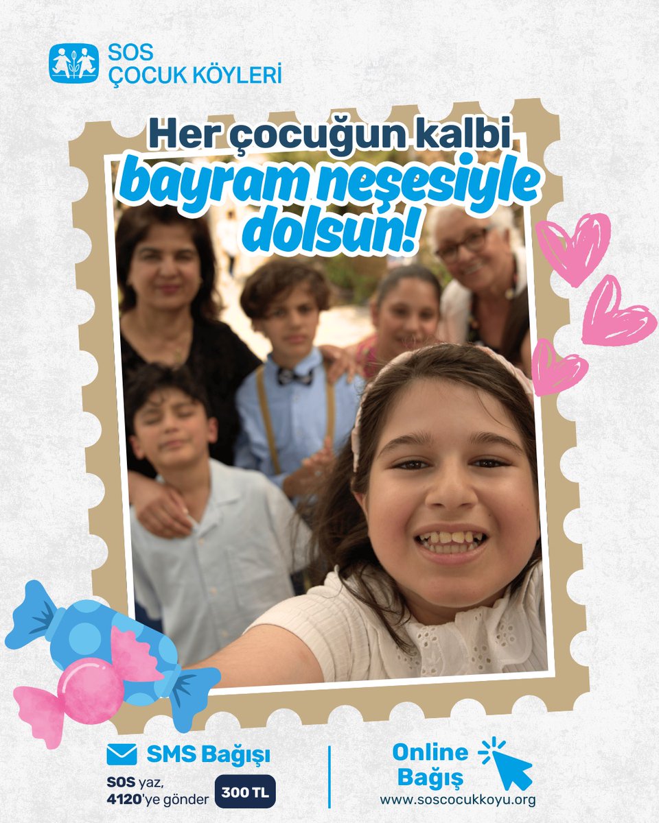 CocukSOS's tweet photo. Bu bayram, sizin desteğinizle bir çocuğun kalbine neşe, hayatına umut katılabilir. 🌼
💫 Her çocuğun kalbi bayram neşesiyle dolsun!
https://t.co/0oETTFkDu3 https://t.co/W22jS0stII