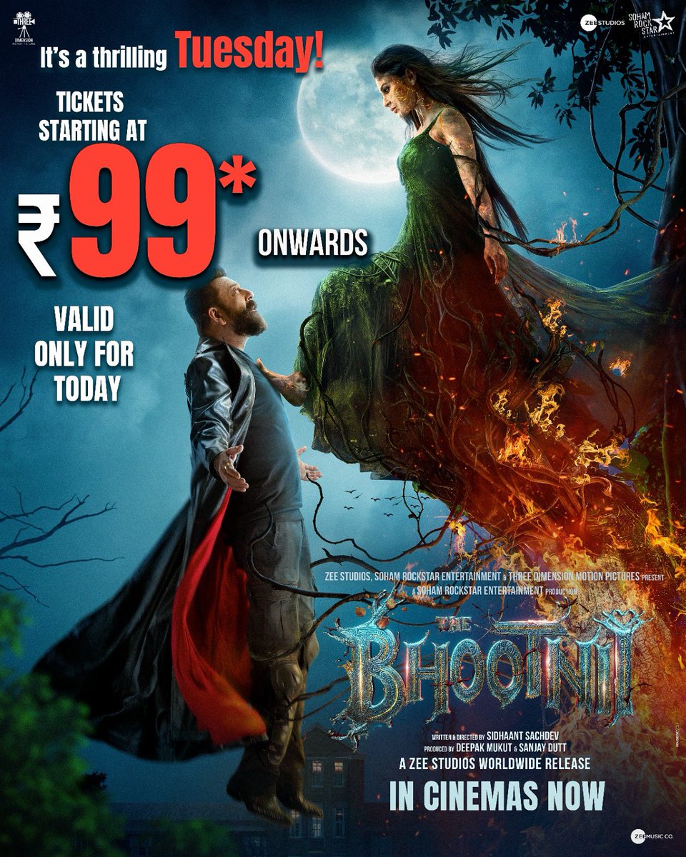 Soham Rockstar Entertainment (@sohamrockstrent) on Twitter photo Step into the Bhootnii’s world and experience the thrilling ride at just ₹99, offer valid only for today. ✨👻
Book your tickets now.
🔗 - bookmy.show/TheBhootnii
#TheBhootnii in cinemas now.
@DuttSanjay @roymouni <a href="/mesunnysingh/">Sunny Singh</a> #PalakTiwarii <a href="/aasifkhan_1/">Aasif Khan</a> @beyounick182 Step into the Bhootnii’s world and experience the thrilling ride at just ₹99, offer valid only for today. ✨👻
Book your tickets now.
🔗 - bookmy.show/TheBhootnii
#TheBhootnii in cinemas now.
@DuttSanjay @roymouni <a href="/mesunnysingh/">Sunny Singh</a> #PalakTiwarii <a href="/aasifkhan_1/">Aasif Khan</a> @beyounick182