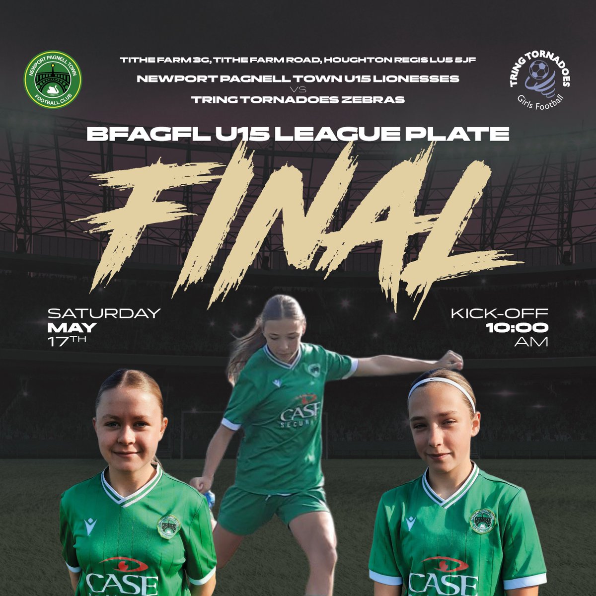 Only four days to go until the U15 Lionesses go for cup glory in the BFAGFL League Plate Final! Come along and #SupportTheSwans as they take on Tring Tornadoes Zebras at Tithe Farm, Houghton Regis.

#UpTheSwans #U15Lionesses #NPTFC #NewportPagnellTown