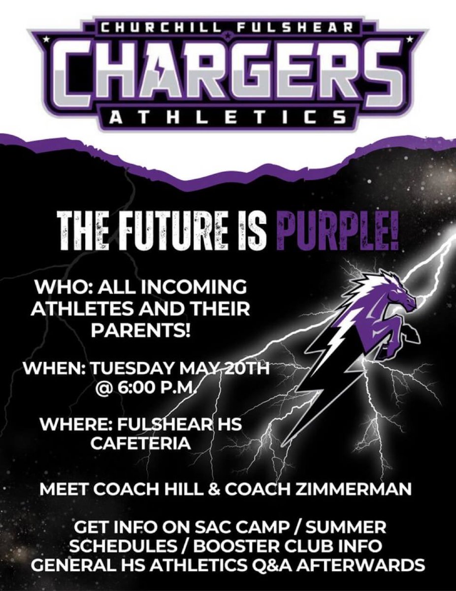 ⭐️⭐️⭐️⭐️⭐️⭐️⭐️
🟪INCOMING 25-26 ATHLETES🟪
⭐️⭐️⭐️⭐️⭐️⭐️⭐️

Mark your calendars Charger Nation…