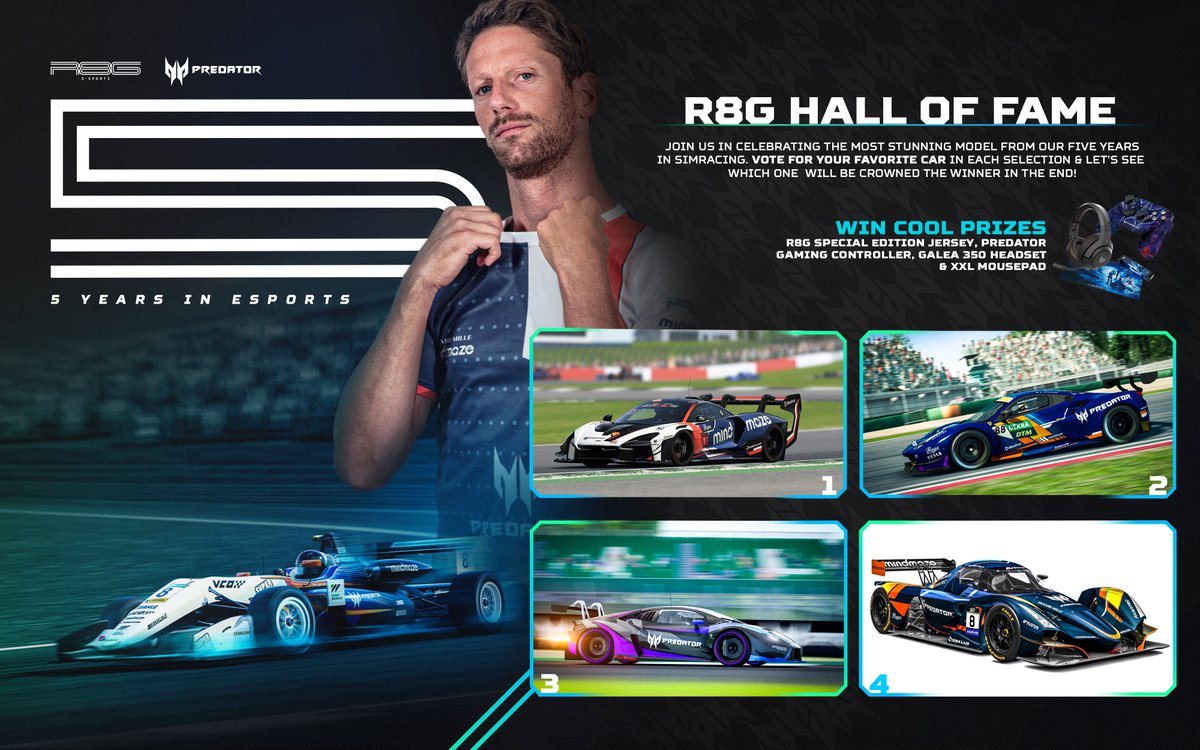 R8G eSports (@r8gesports) on Twitter photo 🌟 R8G HALL OF FAME 🌟
🗳️ New vote!
🏎️SECOND SELECTION🚗
Vote 1️⃣, 2️⃣, 3️⃣ or 4️⃣
🎁 Win R8G Special Edition Jersey, Predator gaming controller, Galea 350 HEADSET & XXL Mousepad
#r8gesports <a href="/PredatorGaming/">Predator Gaming</a> 🌟 R8G HALL OF FAME 🌟
🗳️ New vote!
🏎️SECOND SELECTION🚗
Vote 1️⃣, 2️⃣, 3️⃣ or 4️⃣
🎁 Win R8G Special Edition Jersey, Predator gaming controller, Galea 350 HEADSET & XXL Mousepad
#r8gesports <a href="/PredatorGaming/">Predator Gaming</a>