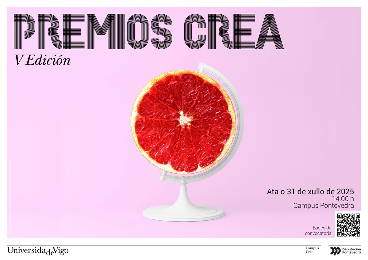 Aberta a convocatoria da V edición dos Premios CREA.
📅 Até o 31 de xullo ás 14 h
Bases: secretaria.uvigo.gal/uv/web/convoca…