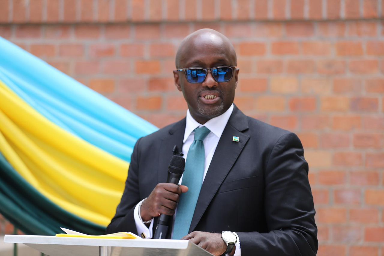 Rwanda's Minister Olivier Nduhungirehe at Budapest embassy inauguration event