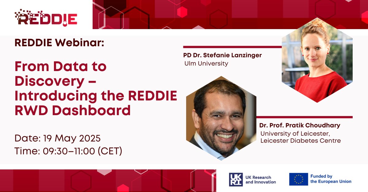 REDDIEdiabetes (@reddie_diabetes) on Twitter photo 🚀 From Data to Discovery – Explore the #REDDIE RWD Dashboard 🗓19 May, 09:30–11:00 CET
Featuring insights from:
<a href="/drpratikc/">Pratik Choudhary</a> - Showcasing the #RWD Dashboard
Dr Stefanie Lanzinger – Comparison of four European national diabetes registries
🔗 Register here: bit.ly/REDDIEWebinarW… 🚀 From Data to Discovery – Explore the #REDDIE RWD Dashboard 🗓19 May, 09:30–11:00 CET
Featuring insights from:
<a href="/drpratikc/">Pratik Choudhary</a> - Showcasing the #RWD Dashboard
Dr Stefanie Lanzinger – Comparison of four European national diabetes registries
🔗 Register here: bit.ly/REDDIEWebinarW…
