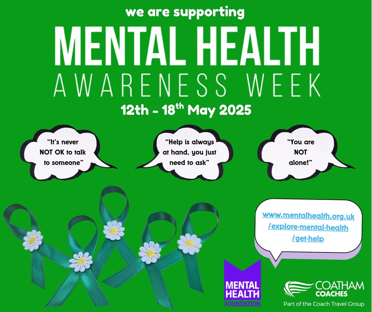 *Mental Health Awareness Week 2025*
We are proud to be supporting Mental Health Awareness Week this week. Everyone will at some point either go through a crisis themselves or know someone that has or is. 
Remember.......You are NOT ALONE!