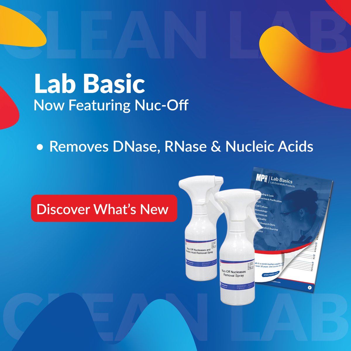 Working with sensitive samples? 🧪 Nuc-Off removes DNase, RNase &amp; nucleic acids — fast, safe, and ready to use. 📘 Now featured in our updated Lab Basic Brochure. zurl.co/87Bee 

#MPBioEssentials #NucOff #ContaminationControl