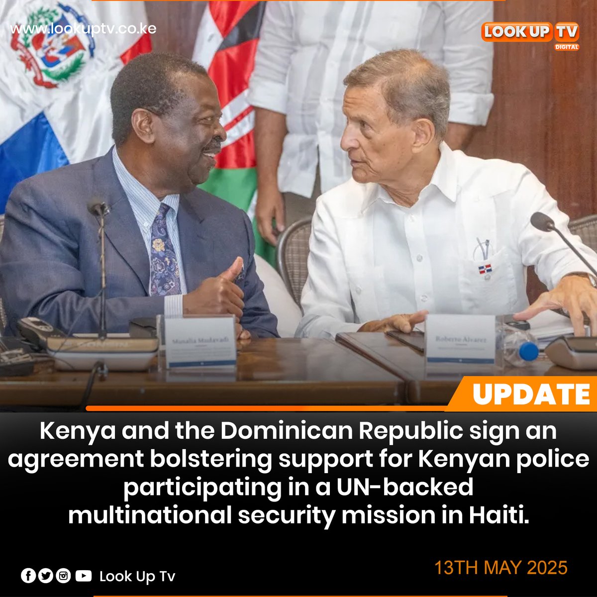 Kenya and the Dominican Republic sign an agreement bolstering support for Kenyan police participating in a UN-backed multinational security mission in Haiti.