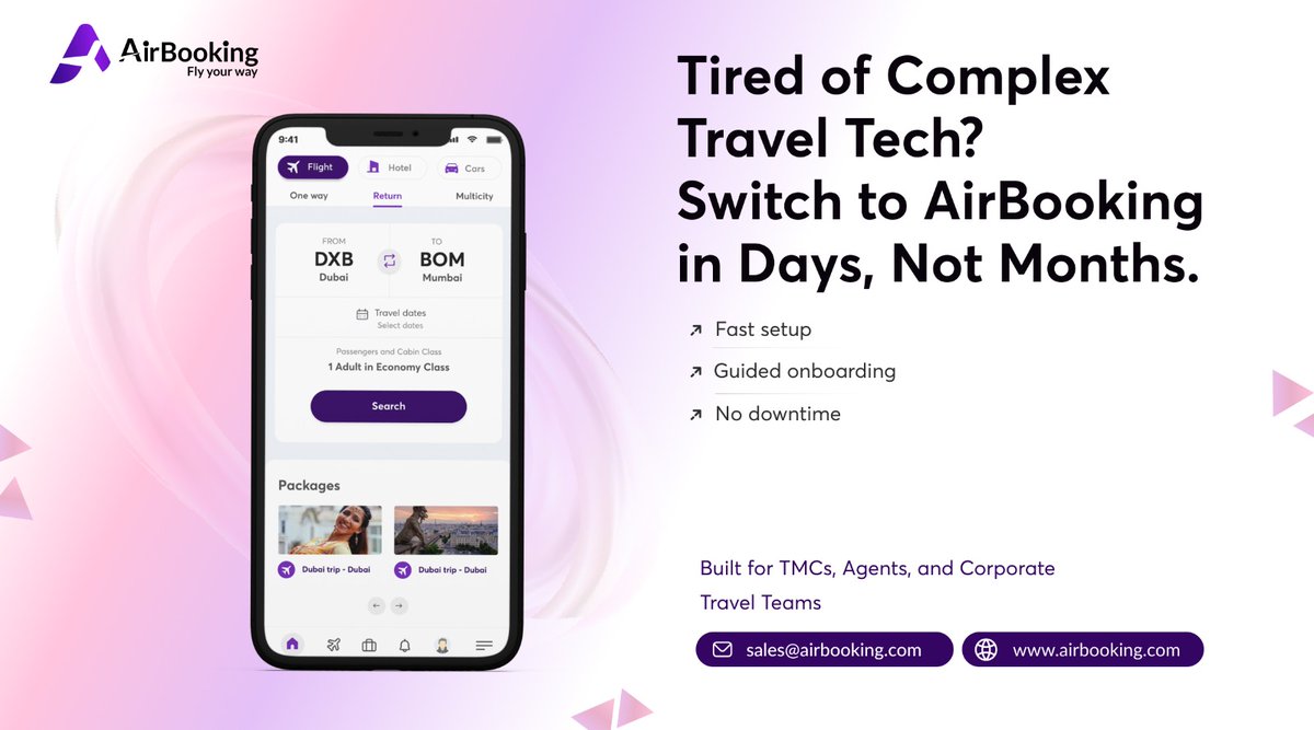 AirBookingUAE's tweet photo. Still using outdated tools? Switch to Airbooking in <7 days zero disruption, full support, modern travel &amp; expense management made easy.
sales@airbooking.com
#UpgradeYourTools #AirbookingAdvantage https://t.co/55isTvTcoy