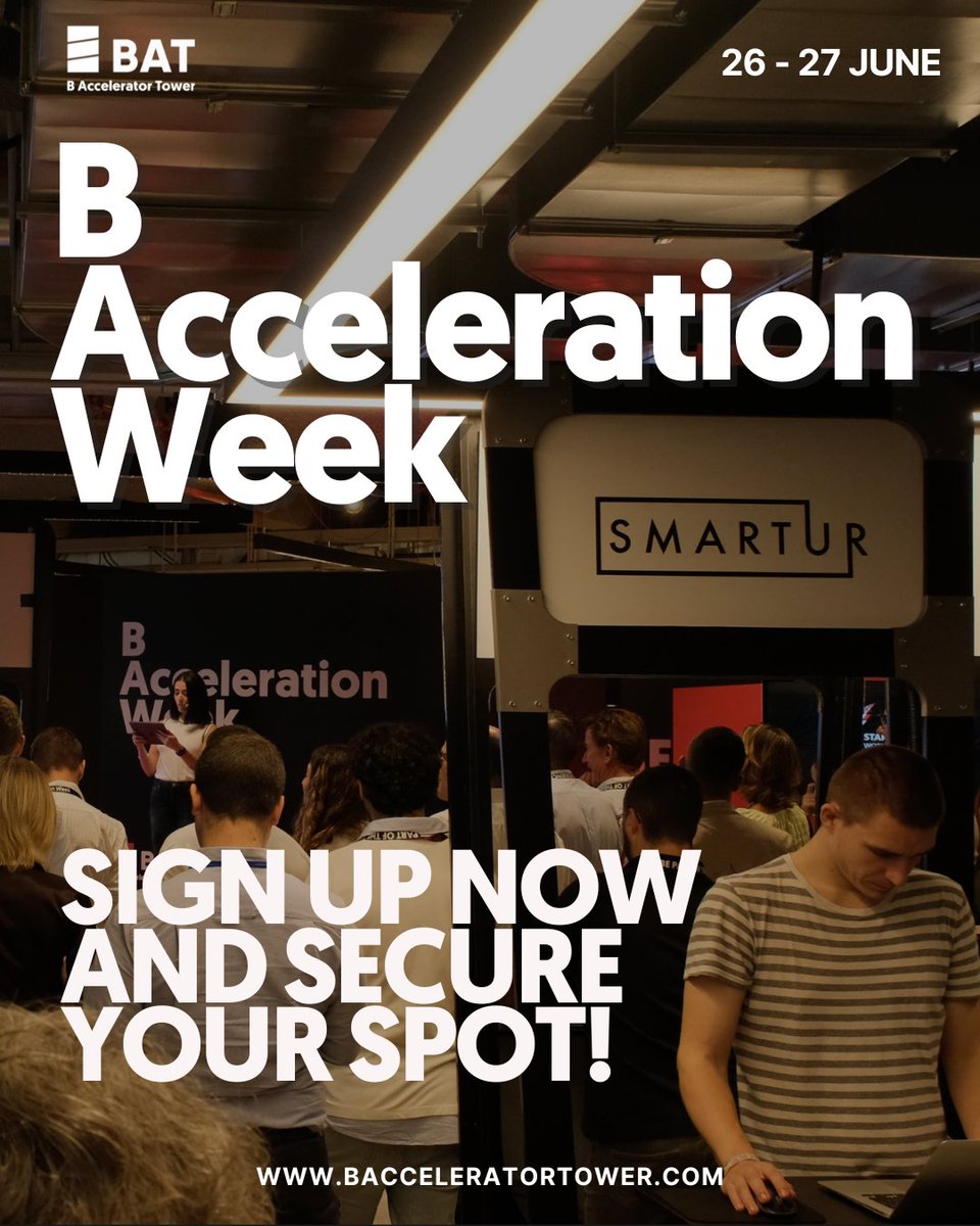 BAT_Tower's tweet photo. 🚨 Registration is OPEN for B Acceleration Week at @BAT_Tower!
Join startups, corporates & investors for a week of innovation + the @SWCPTV Iberia 🌍
🎟️ Don’t miss out — register now!
#BAccelerationWeek #Innovation #Startups #Networking https://t.co/lcTNAkbmK7