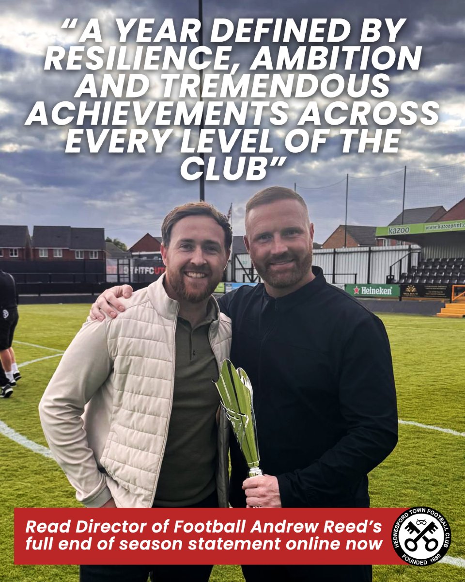 Hednesford_Town's tweet photo. What a season it’s been for Hednesford Town!

Andrew Reed, our Director of Football, reflects on a remarkable year for the club in his end of season statement. From rebuilding the 1st team squad and a new management team to record-breaking moments and a cracking league title for the ladies team.

It’s been quite the journey, and there’s more to come.

📲 Read the full statement here: https://t.co/10iMrm28PC

#UpThePitmen #HTFC #HednesfordTown #SeasonReview #NonLeagueFootball