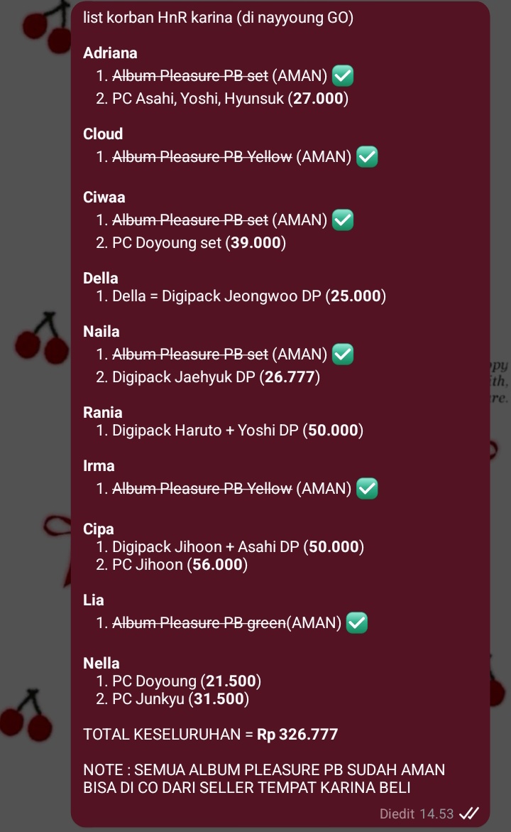 SPILL OWNER GO BOCIL TUKANG NIPU TUKANG HNR TUKANG SCAMMERS❗❗
(HELP RT PLEASE) 

NAMA : KARINA (kadang nyamar jadi Jian &amp; margot) 
LINE : 13L (ngakunya kelas 9) 
AKUN X : <a href="/taraapjh/">natara jihunn</a> 
NO WA : +62 858-8191-1044
ID LINE : @.karinaamargottiaz
AKUN SHOPEE : id.shp.ee/6dn4c3q?smtt=0…