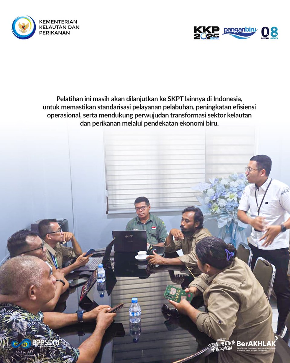 #BPPSDMKP terus berkomitmen dalam meningkatkan kualitas #SDMKP Sobat Bahari, untuk itu pelatihan ini masih akan terus dilanjutkan ke SKPT lainnya di Indonesia

#PanganBiru #2025KKPRiseTogether #SDMUnggul #PelatihanKP <a href="/kkpgoid/">KKP RI</a> <a href="/saktitrenggono/">Sakti Wahyu Trenggono</a> <a href="/in_radiarta/">INRadiarta</a>