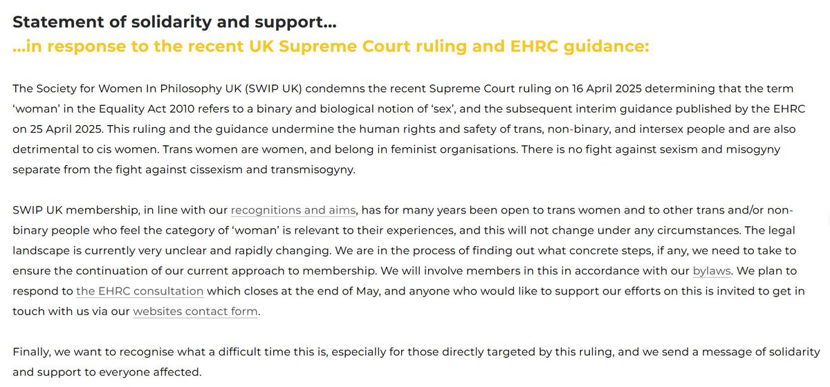 Perfect statement from the Society for Women in Philosophy.