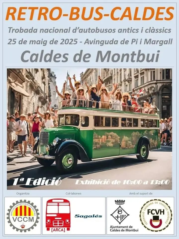 El proper 25 de maig, celebrarem a Caldes de Montbui la 1a Trobada nacional d'autobusos antics i clàssics. Des de les 10h i fins les 13h, podreu veure i pujar a bord de molts dels vehicles clàssics de les col·leccions de <a href="/sagalesbus/">Sagalés</a> i <a href="/busosarca/">ARCA-BUS</a>! Us hi esperem!