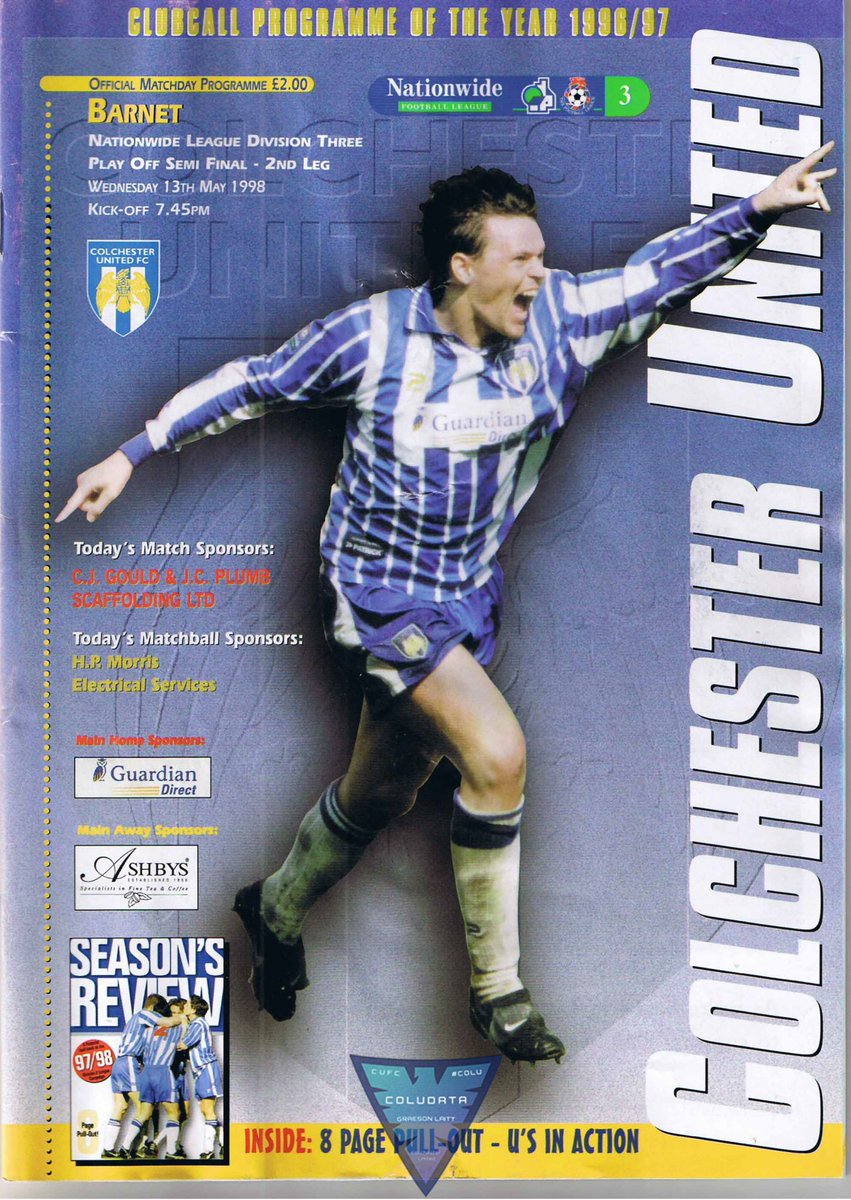 On this day in 98…

The U’s booked their place at Wembley with a 3-1 win over Barnet (3-2 on aggregate) in the Division Three Play-Off Semi-Final 2nd Leg.

A brace from David Gregory and a goal from David Greene sealed it.

Who was at Layer Road that night?

#ColU | #OnThisDay
