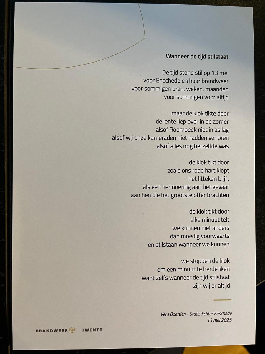 De tijd stond stil op 13 mei 2000-Voor Enschede en haar brandweer-Voor sommigen uren, weken, maanden-Voor sommigen voor altijd. #vuurwerkramp #25jaar. Theo, Paul, Gerhard, Hans…..we’ll never forget you #enschede #Twente.